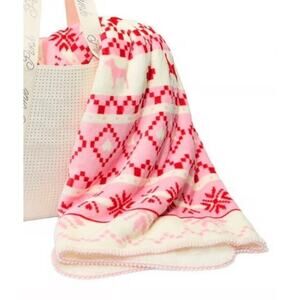 Victoria's Secret PINK Cozy Fairisle Sherpa Holiday Blanket